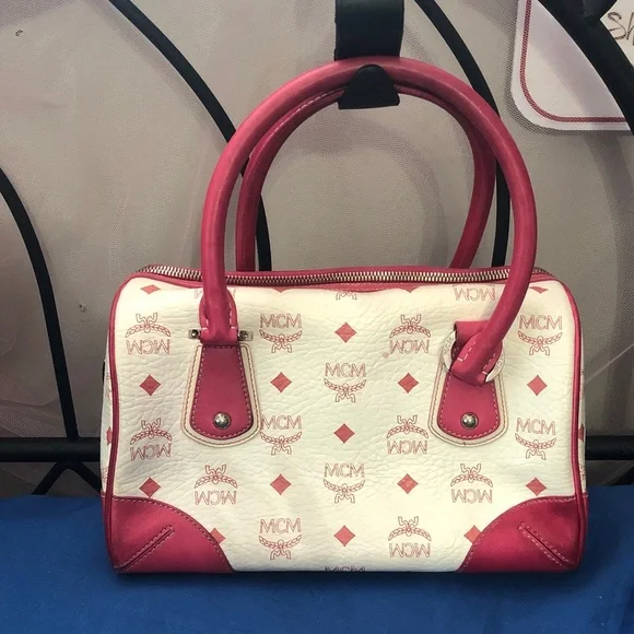 MCM Pink  and White Women's Satchel a few marks inside no smell - Picture 4 of 11